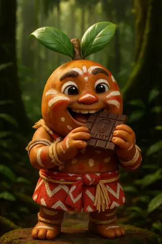 Mascotte orange du Mayay portant une création de la marque